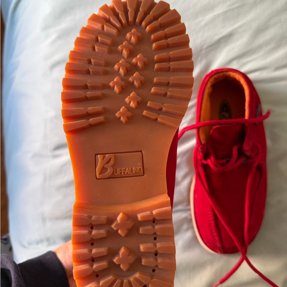 Buffalo David Bitton Red Lace Up Boots with Orange Soles
